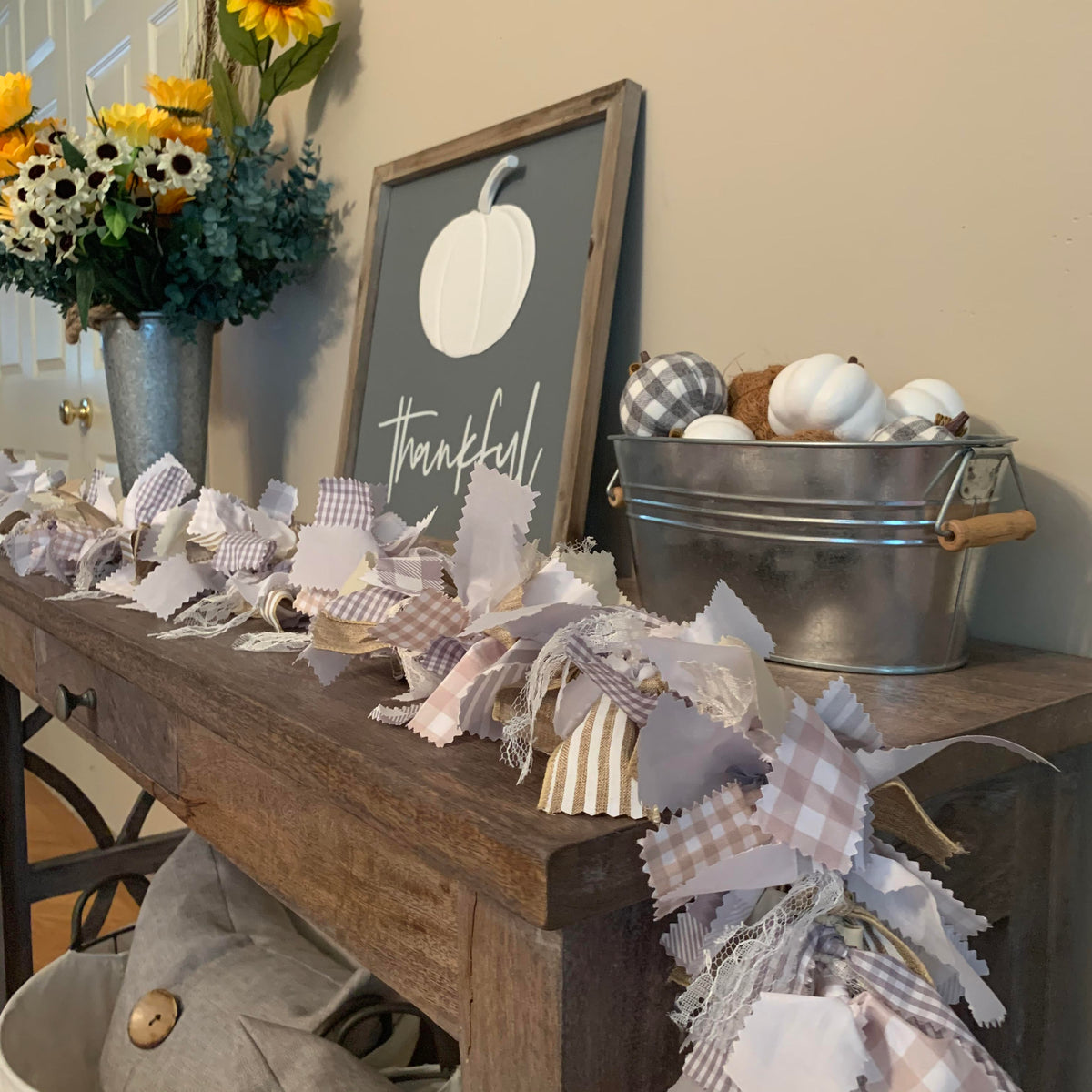 Rustic Farmhouse Rag Tie Garland | Neutral Tone Cozy Country – CGS ...
